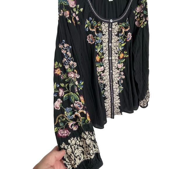SUNDANCE Women’s Agatha Bloom Floral Embroidered Boho Long Sleeve Top - Picture 3 of 5